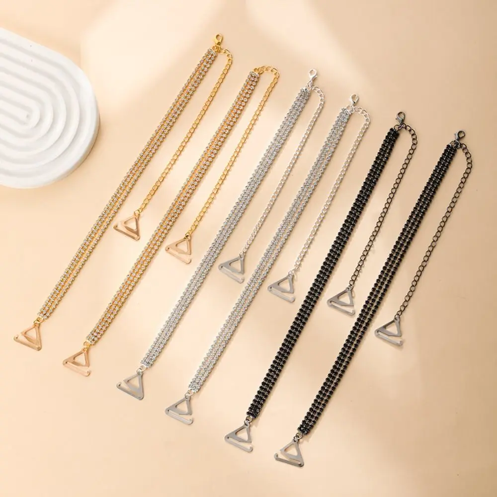 

Shiny Metal Bras Straps Aniti-slip Three Rows Rhinestone Shoulder Straps Adjustable Women Lingerie Accessories