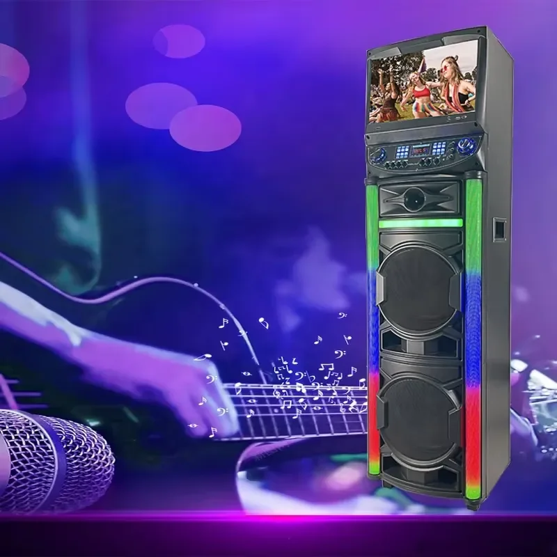for High Power Outdoor Party Karaoke Speaker Bluetooth Trolley with RGB Touch Screen LED Lights for Computer Use
