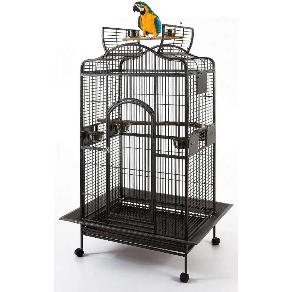 2 Color, Extra Large Wrought Iron Dome Top for Macaw Goffin's Cockatoo Cockatiels African Grey Amazon Parrots Green Cheek