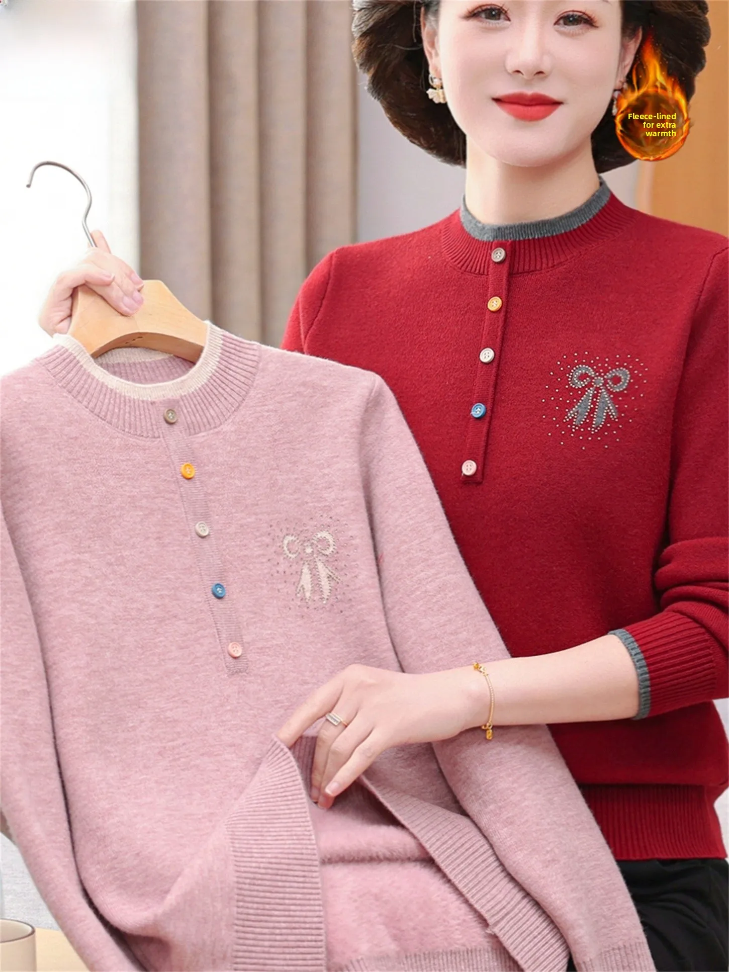 

Thiened Fce Lined Knitted Woolen Base irt for Women Winter Faion Warm Top Inteated Velvet Knitted Wear