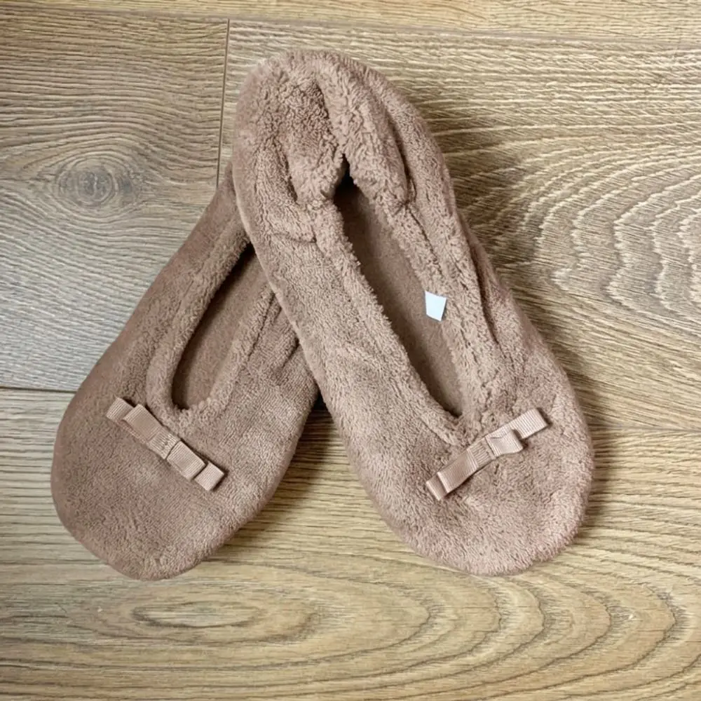 Closed Back Women House Slippers Non-Slip Rubber Sole Bow Decor Ballet Flat Slippers Soft Washable Indoor Floor Shoes For Women