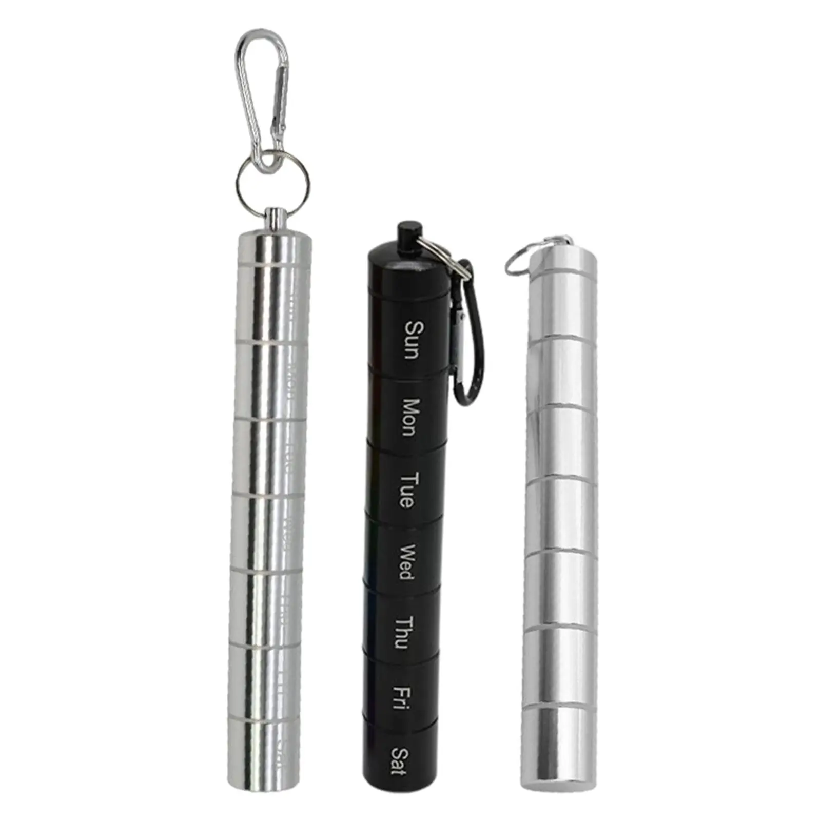 Pillbox Container Weekly Kit Portable with Key Ring Dispenser for Outdoor