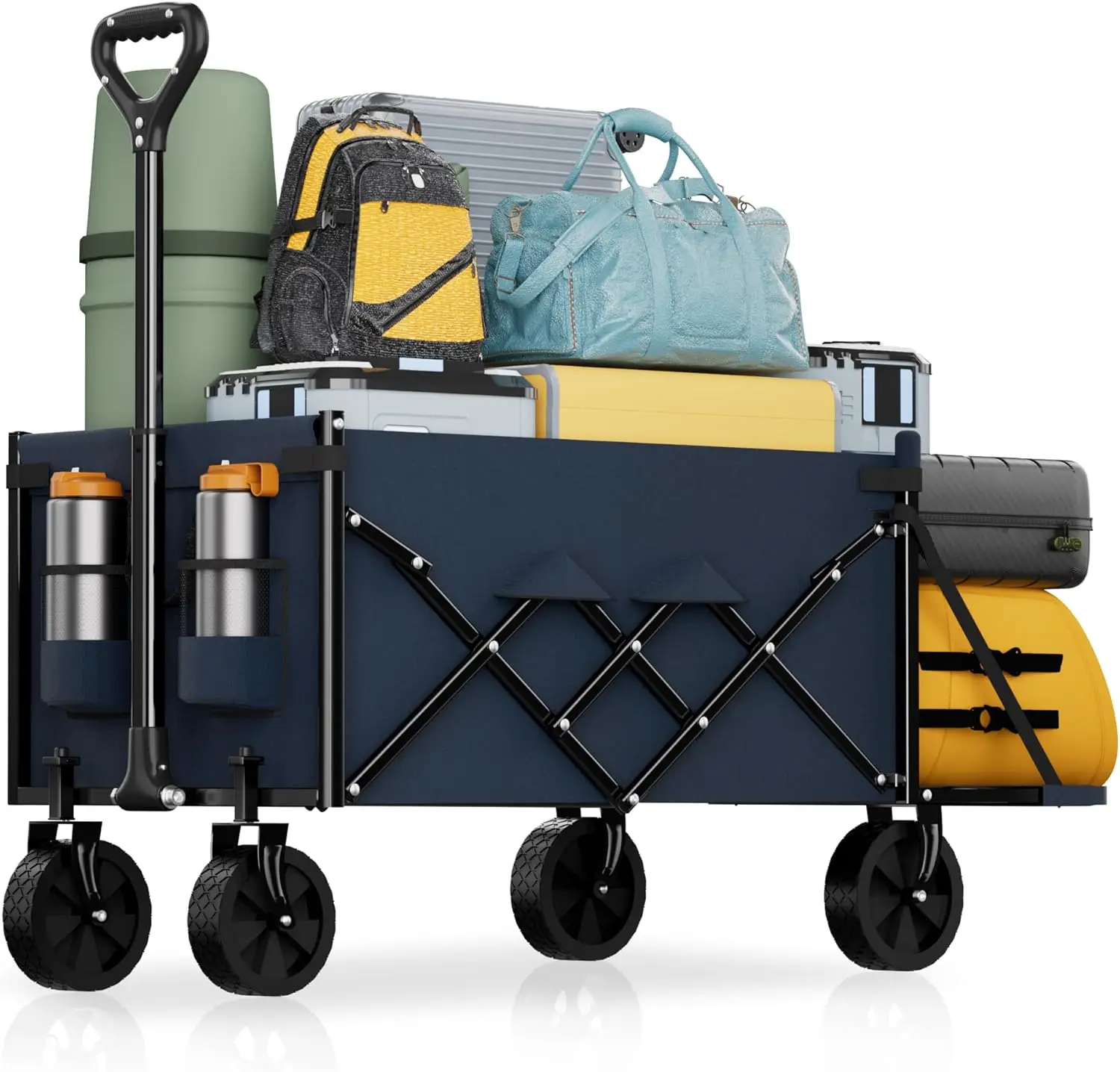 

Lightweight Folding Wagon Large Capacity Collapsible Grocery Cart on Big Wheels Heavy Duty Foldable Shopping Carts All Terrain O