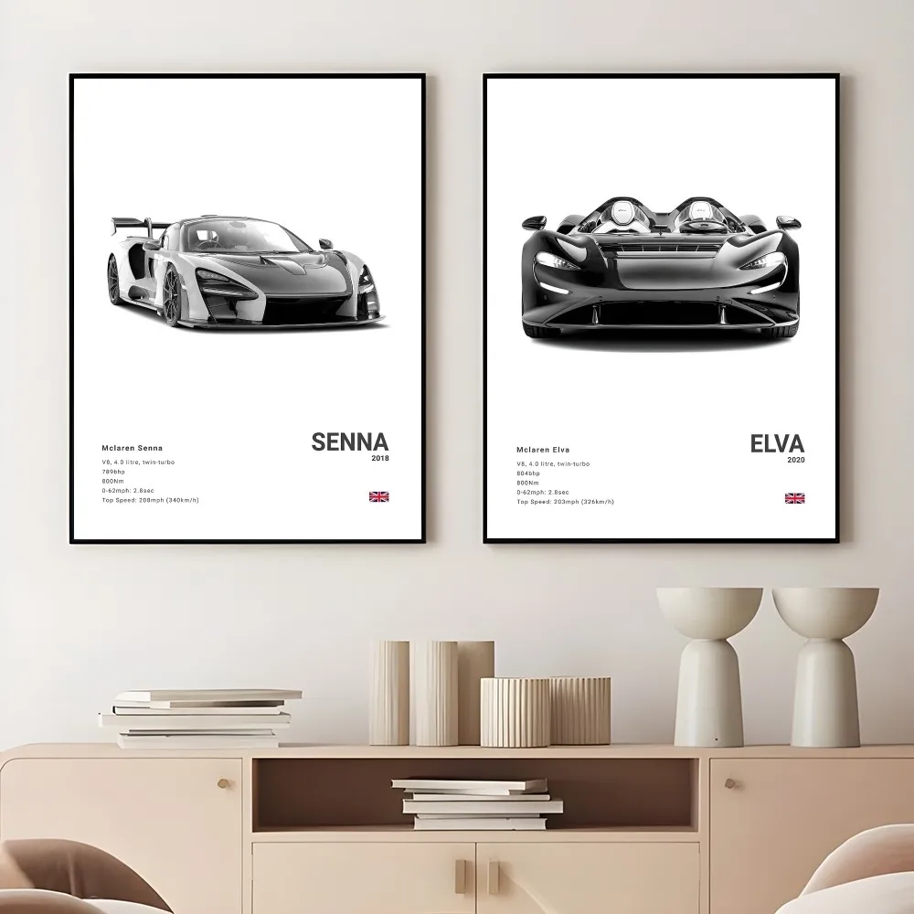 Famed Sports M-McLaren Supercar 765LT Poster Sticky Wall Art Printing Waterproof Home Living Bed Room Bar Aesthetic Decor