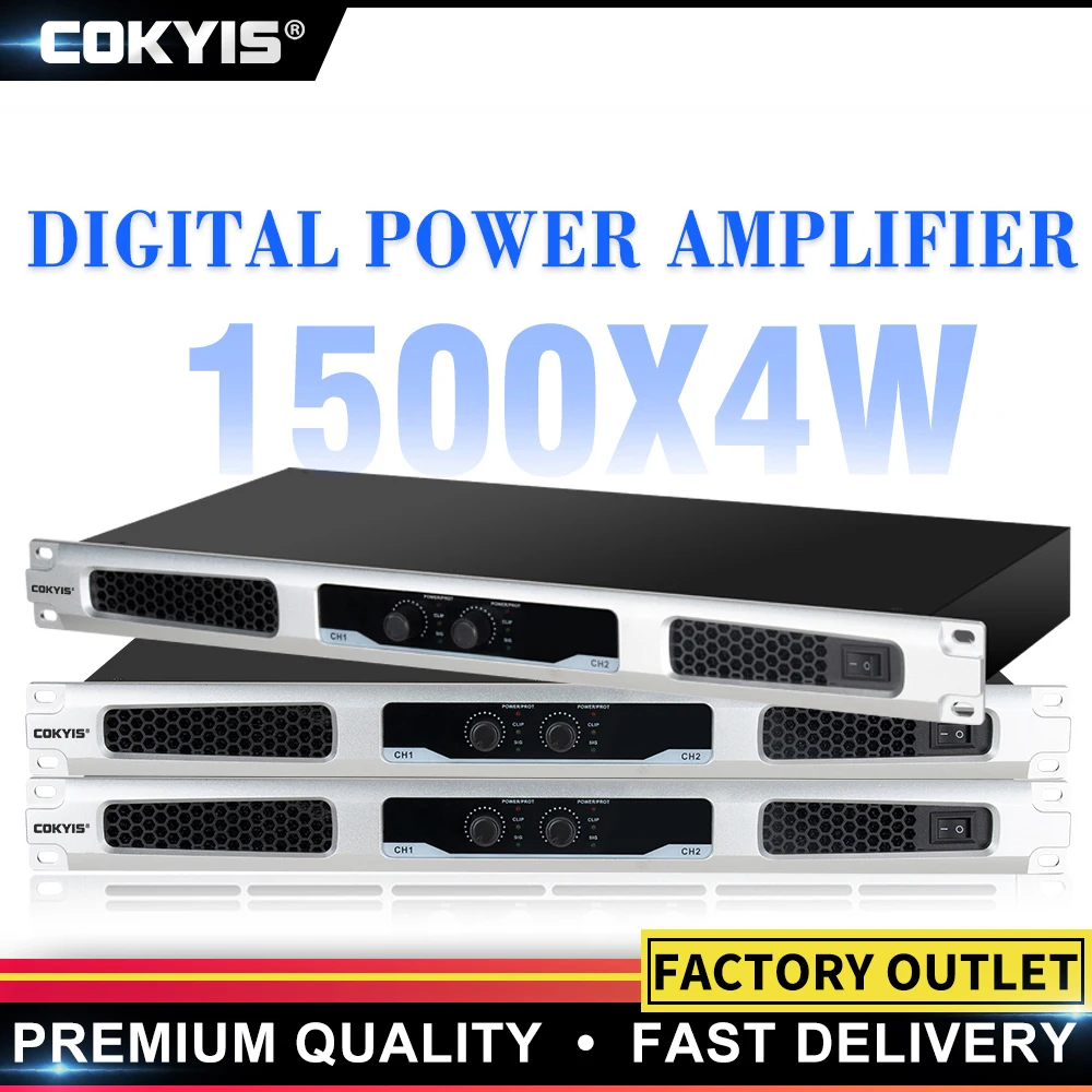 

COKYIS Professional 1U High Power 6000W Amplifier 2/4 Channels Audio for Disco Outdoor Concerts Subwoofer Speakers Stage KTV DJ