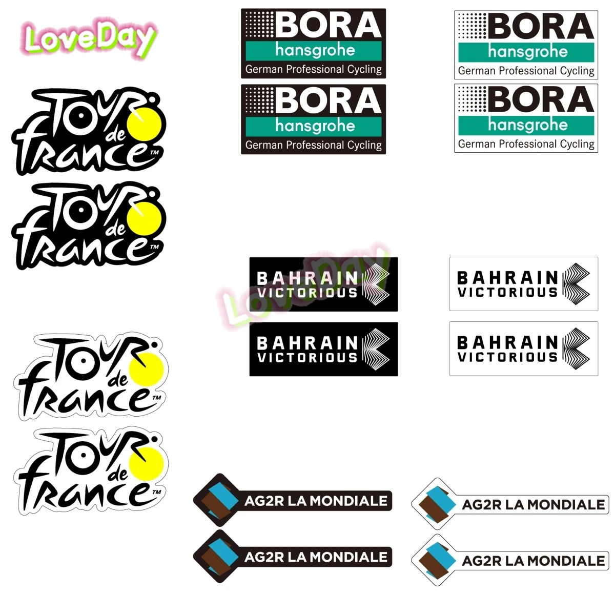 2pcs Tour De France Bicycle Sticker Road Bike Mountain Bike Sticker AG2R BORA Bahrain Victorious Team Vinyl Frame Helmet Decals