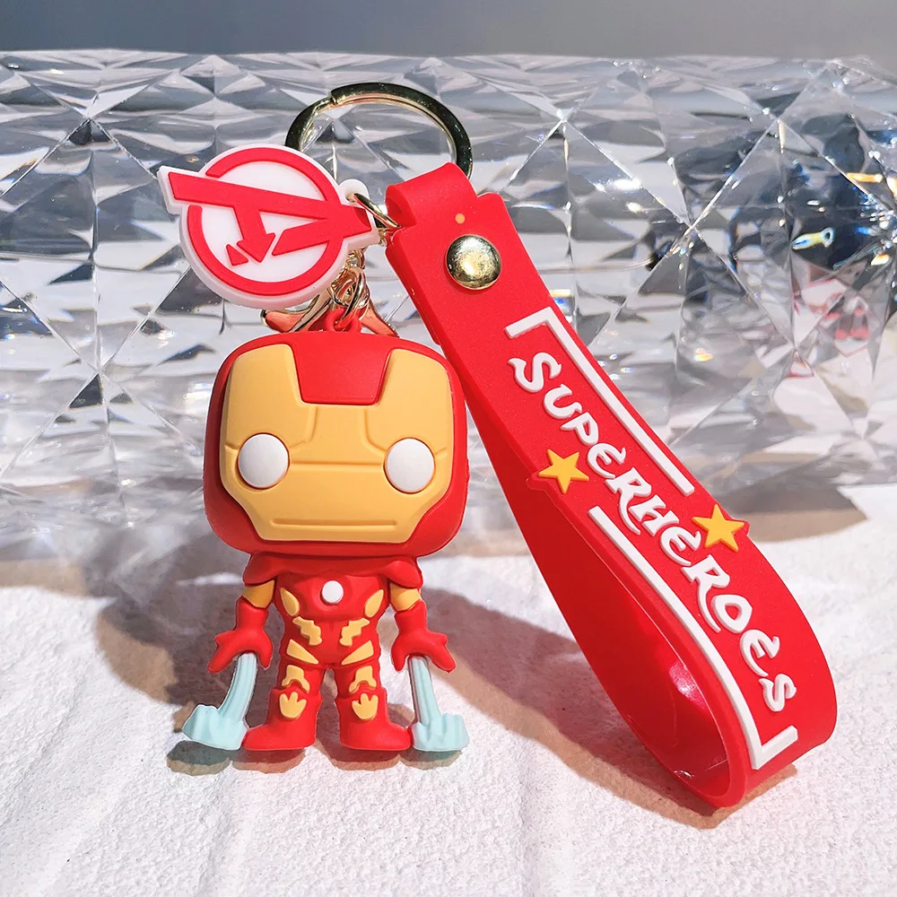 Marvel Keychain Silicone Bag Keyring For Women Spider Man Iron Man Deadpool Captain America Car Hanging Accessories Kids Gifts