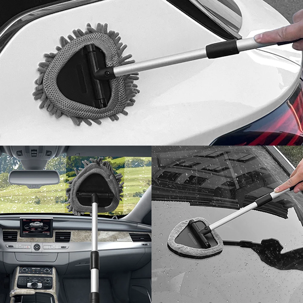 

Набор щеток для мытья автомобиля со сменной накладкой, телескопическая щетка для защиты от запотевания окон, регулируемый набор щеток для чистки стекла, автомобильные аксессуары