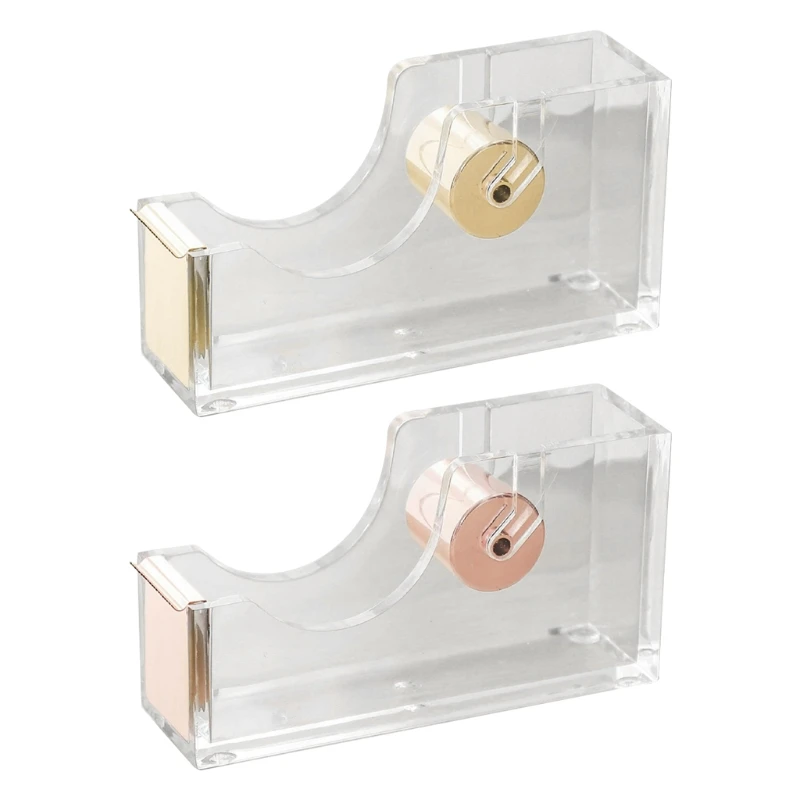 Acrylic Clear Office Desktop Tape Dispenser Tape Holder Gold Rose Gold for Office School Supplies