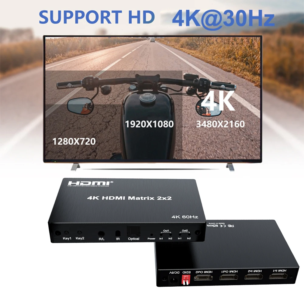 HDMI Matrix 4K 60Hz HDMI 2.0 Matrix Switch splitter HDMI 6X2 Matrix HDMI 4X2 Matrix HDMI 2X2 Matrix HDMI 2X4 Matrix with audio