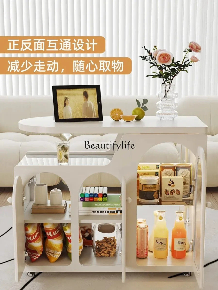 

yj7 Home Mobile Tea Table Sofa Side Table Small Tea Table Living Room Cream Style Side Cabinet