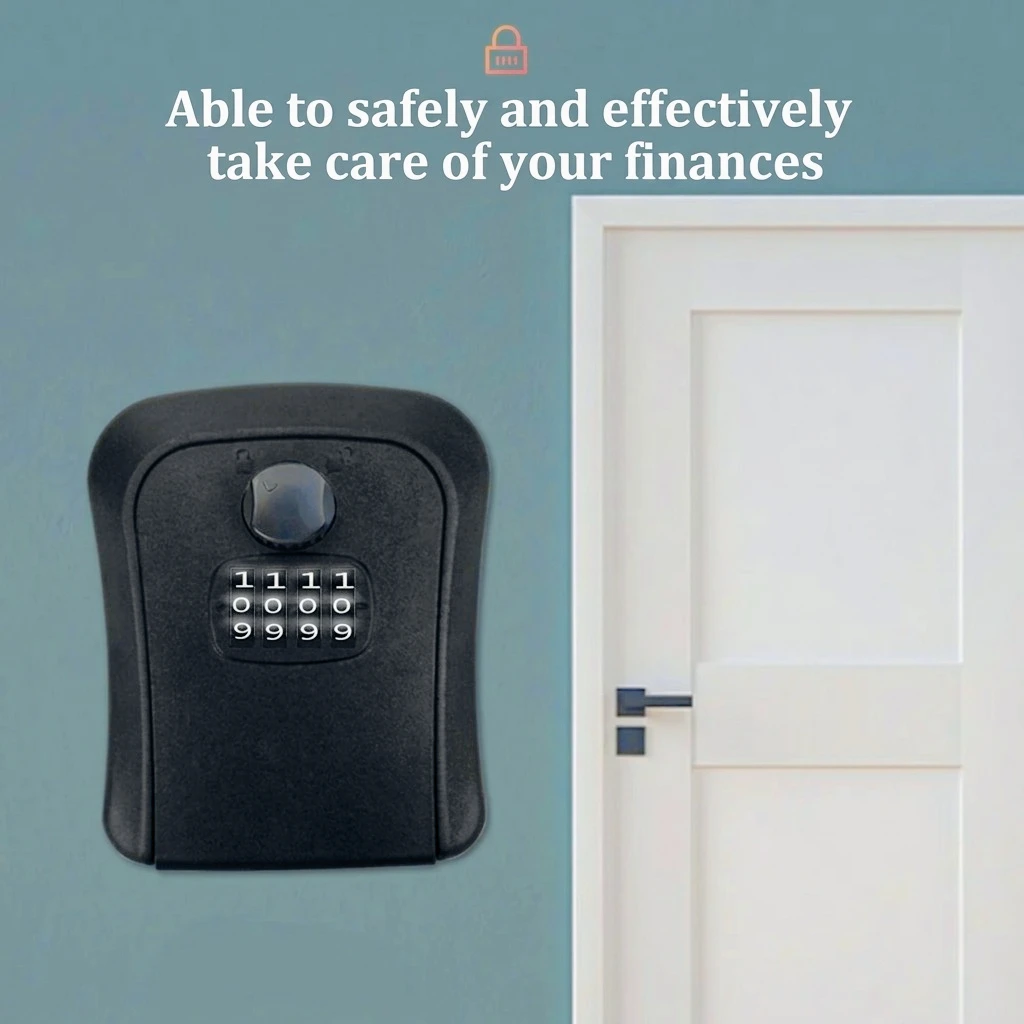 LUXROB Key Lock Box 4-digit Code Password Storage Key for Home Wall Mounted Anti-theft Waterproof Outdoor Knob Safe Key Box view 2