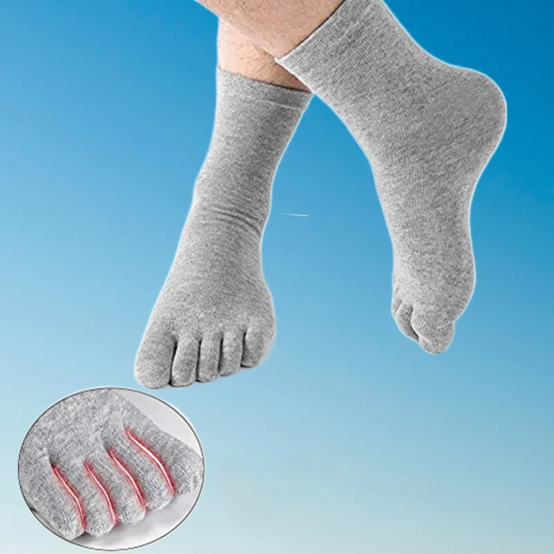 5 Pairs Sports Running Socks Breathable Business Mens Toe Socks Comfortable Sweat Deodorant Five-Finger Cotton Socks