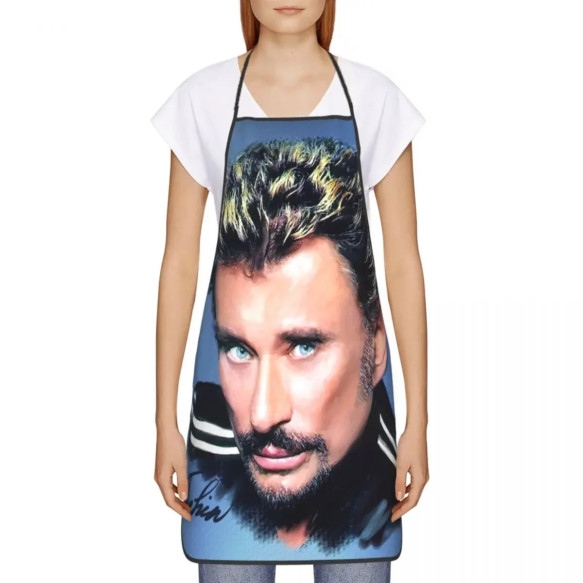 Custom Bib Johnny Hallyday Aprons for Men Women Unisex Adult Chef Kitchen Cooking French Rock Singer Tablier Cuisine Gardening