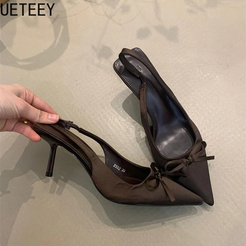 Summer Slip On High Heel Women Sandals Fashion Butterfly-knot Singbacks Pumps Stripper Party Female Sandalias