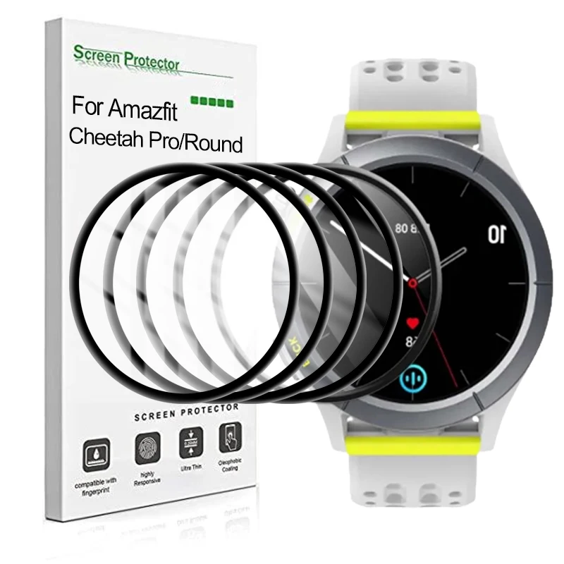 5/1PCS Clear Screen Protector For Amazfit Cheetah Pro/Round Smartwatch Accessories Full Curved Anti-scratch Protective Films