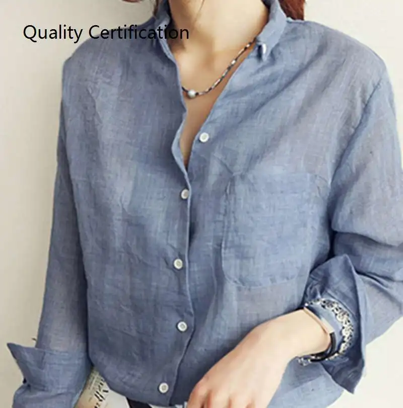 Fashionable Long Casual  Color Women's Shirt Street Style Loose Fit Summer 2025  Collar Button up No Pocket