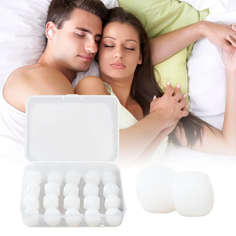 20pcs/set Reusable Silicone Ear Plugs Noise Reduction Sleep Sound Insulation Earplugs Mouldable Waterproof Swimming Ear Plugs