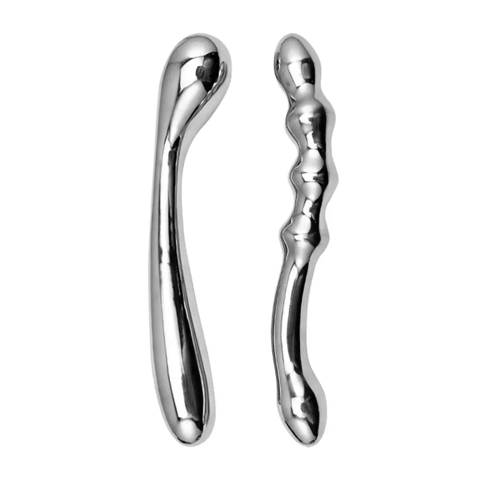 Women Heavy Stainless Steel Double Fake Dildo G Spot Wand Anal Beads Butt Plug Metal Prostate Massager Vaginal Female Sex Toy