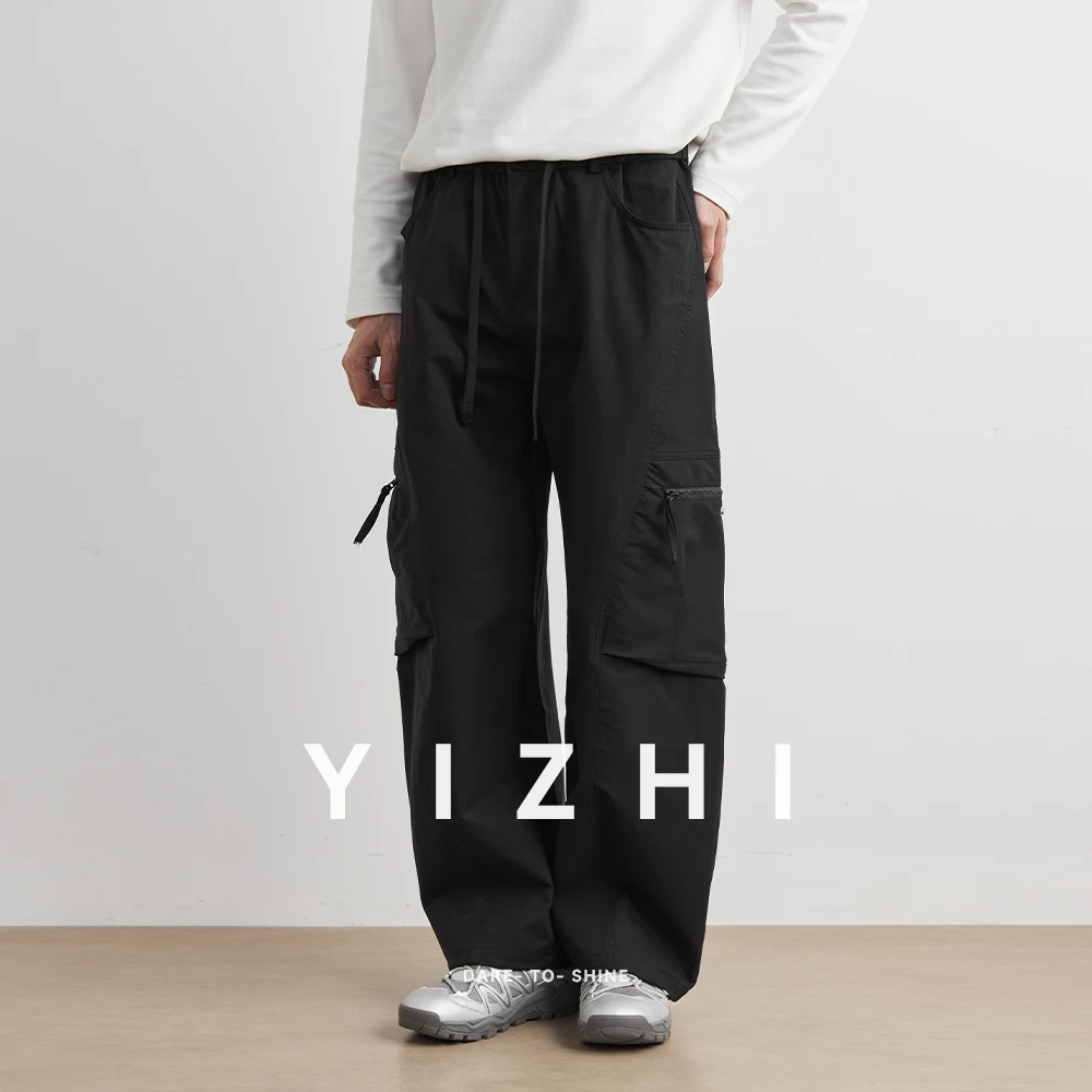 

2025 American New Retro High Street Work Pants Men Loose Waed Clean Fit Straight Casual Trousers Large ket Leisure Men Clothing