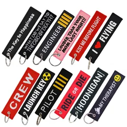 SOMEHOUR Wholesale Embroidery Keychain Text Logo Tag key Ring Holder Fobs Fit Motorcycle Car Aviation Gifts Pendant Accessories