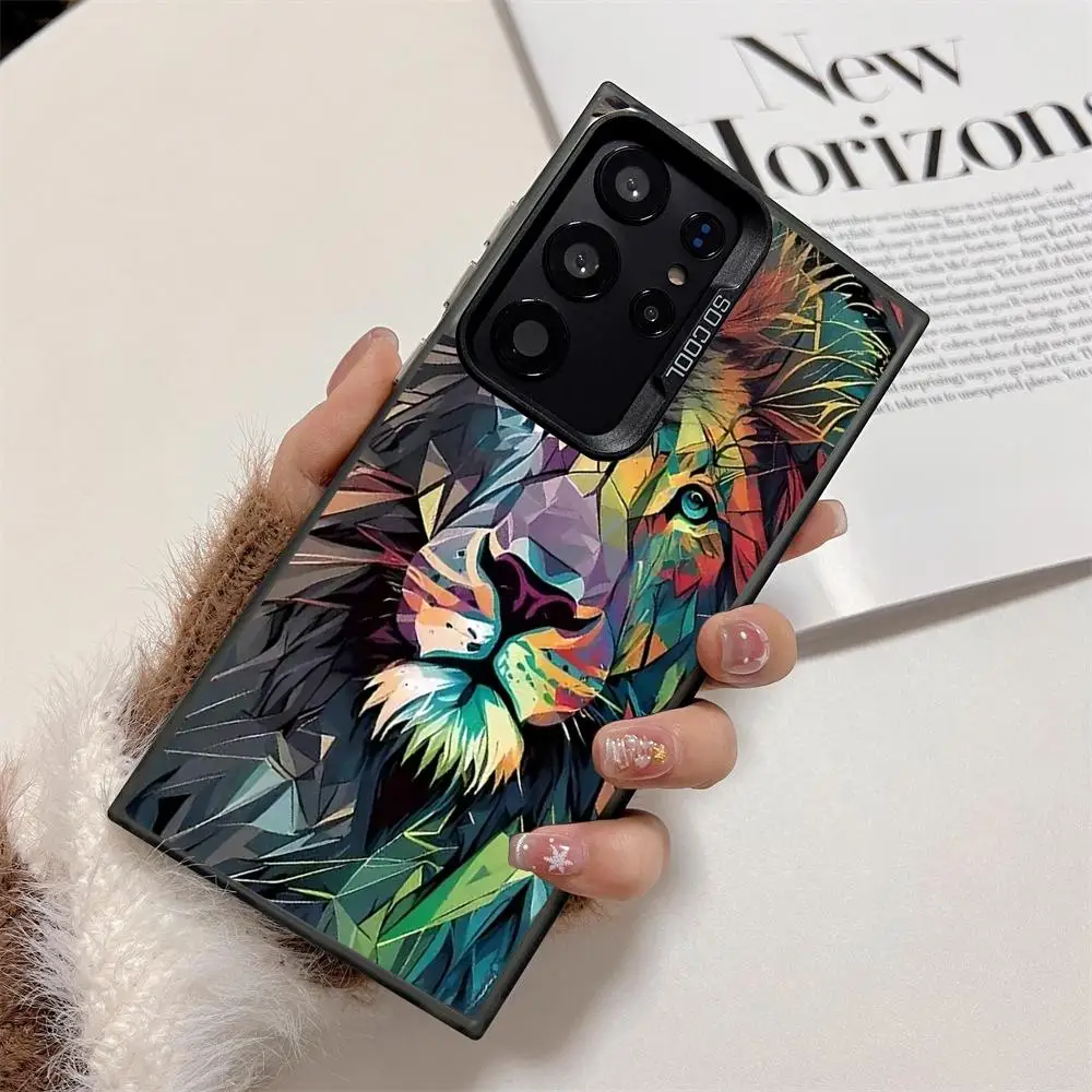 

Colorful lion case for Galaxy S25 S24 S23 S22 S21 S20 Ultra/ FE/Plus shock-proof rear cover anti-fingerprint