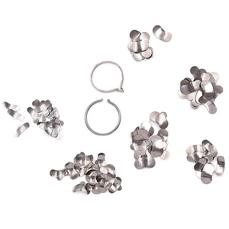 100개 치과용 섹셔널 매트릭스 밴드 클램프 브라켓 클램핑/분리 링 치과용 섹셔널 컨투어드 치과 도구