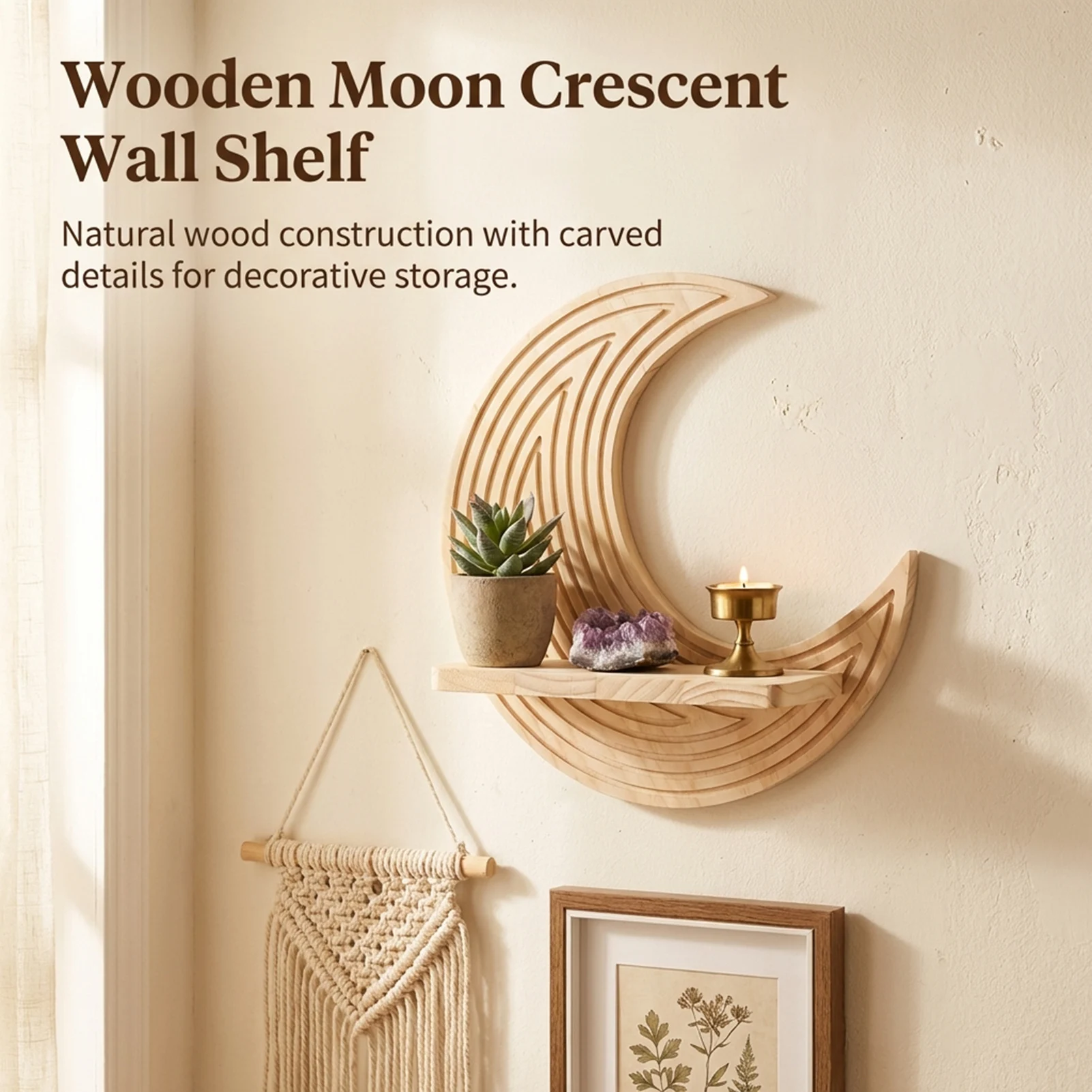 

Bohemian Style Star Wooden-Wall Hanging Planter Shelf Home Decor Made Of Natural Pine-Wood With Artistic Design