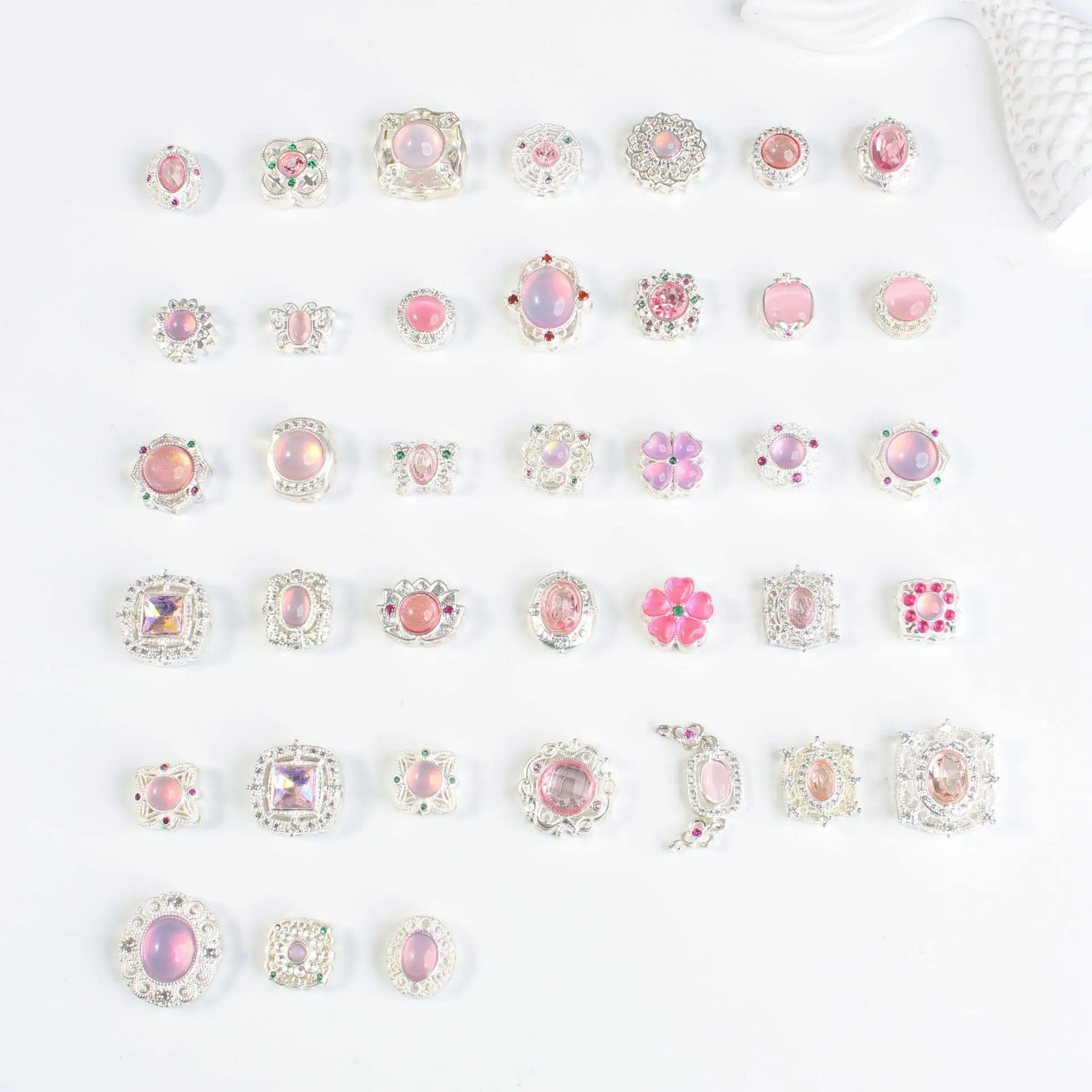 7pcs Copper Inlaid Imitation Purple Powder Crystal Bead Pearl Pearl Necklace Bracelet Accessories DIY Jewelry Making Materials