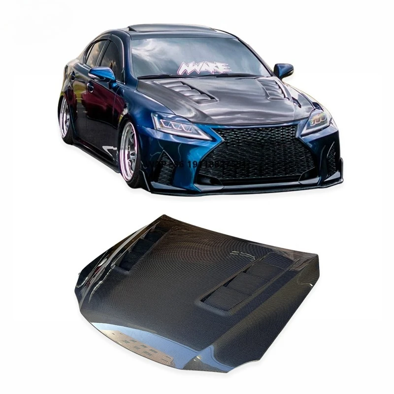 

Custom Upgrade Carbon Fiber Hood for IS IS250 IS350 2006-2012 Vented Bonnet & Engine Cover Set with Bolts