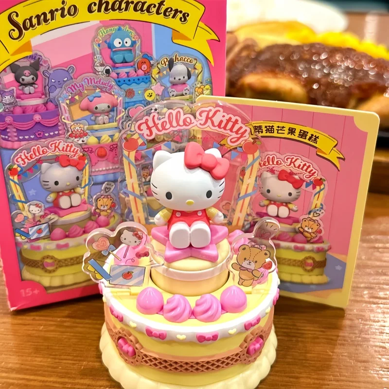 

Sanrio Cake & Dessert House Blind Box - Anime Hello Kitty Kuromi My Melody Pochacco Figures Mysterious Surprise Collection Toy