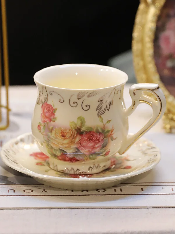 

Набор кофейных чашек Ele Cerc для свадеб, европейский стиль, с розами, термостойкие, из диавера, для кофе