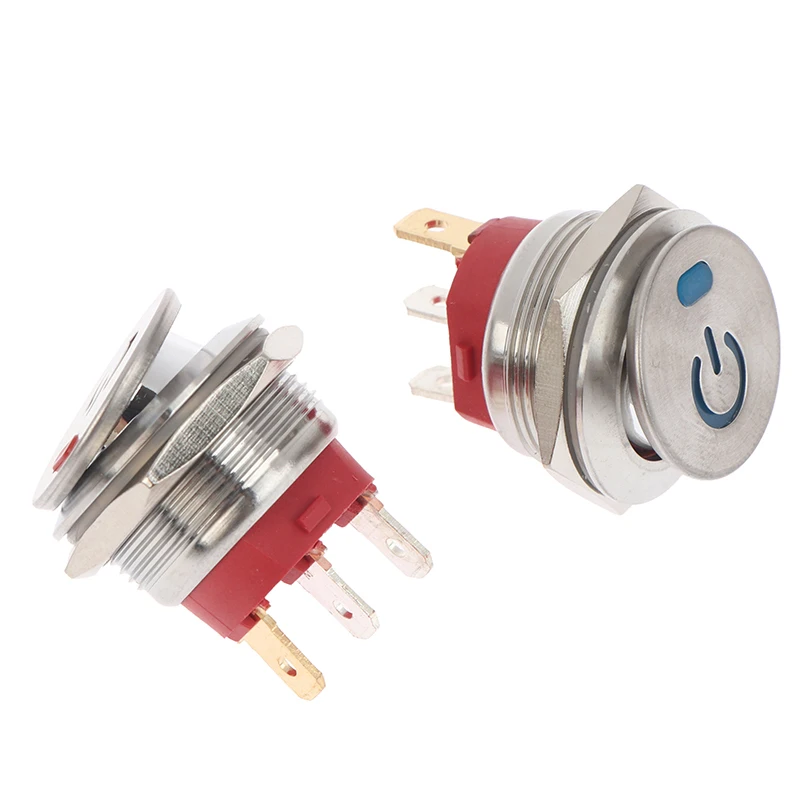 

5 Colors 22MM Button Stainless Steel Rocker Switch 12-24V/20A Toggle Switch 220V/15A ON-OFF Self-locking 3-Pin Button