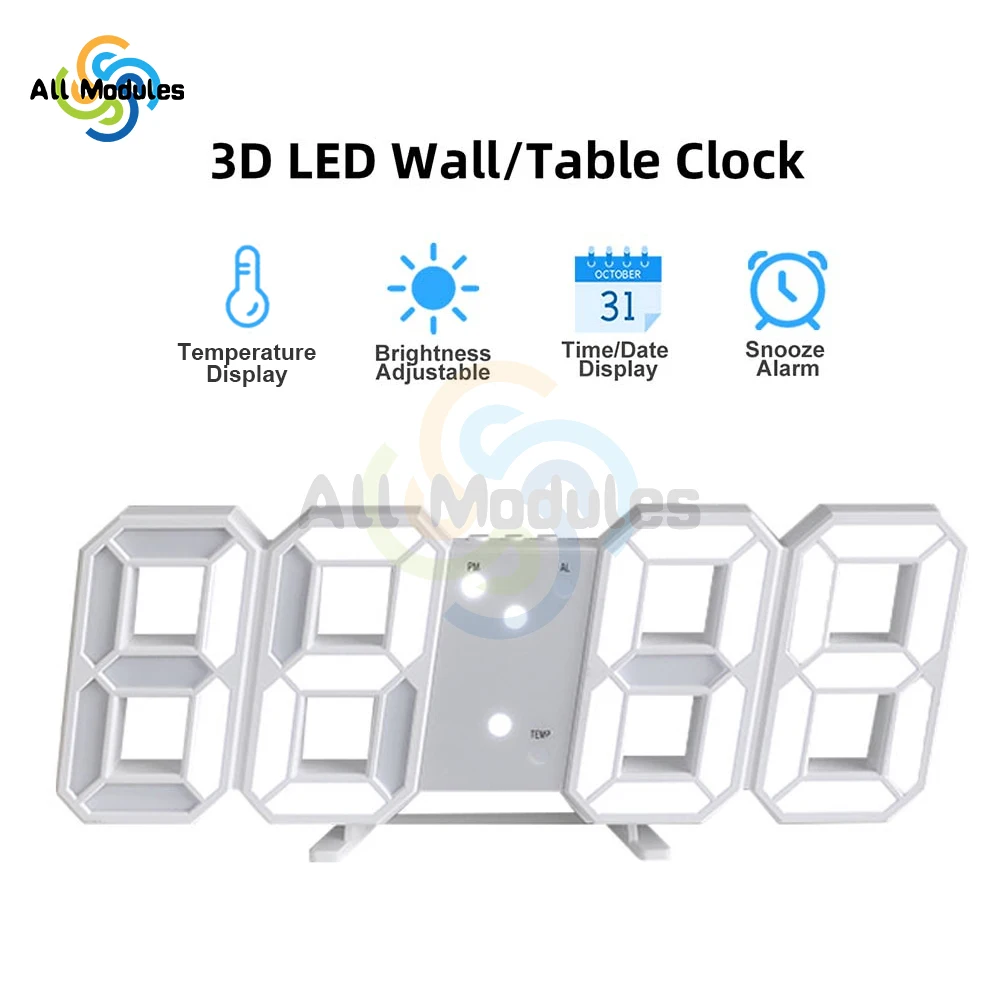 Led Digital Clock Luminous Fashionable Desktop Wall Clock Adjustable Brightness Desktop Alarm Clock Suitable for Home Decoration