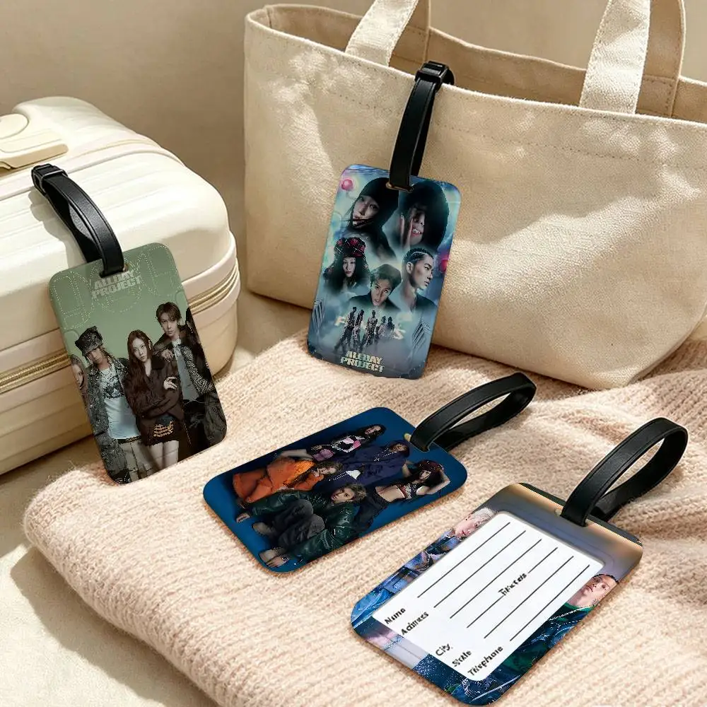 Kpop Hot A-ALLDAY P-PROJECT Anti lost PVC Suitcase Tag With Info Card Lightweight Baggage Identifier For Daily Trip