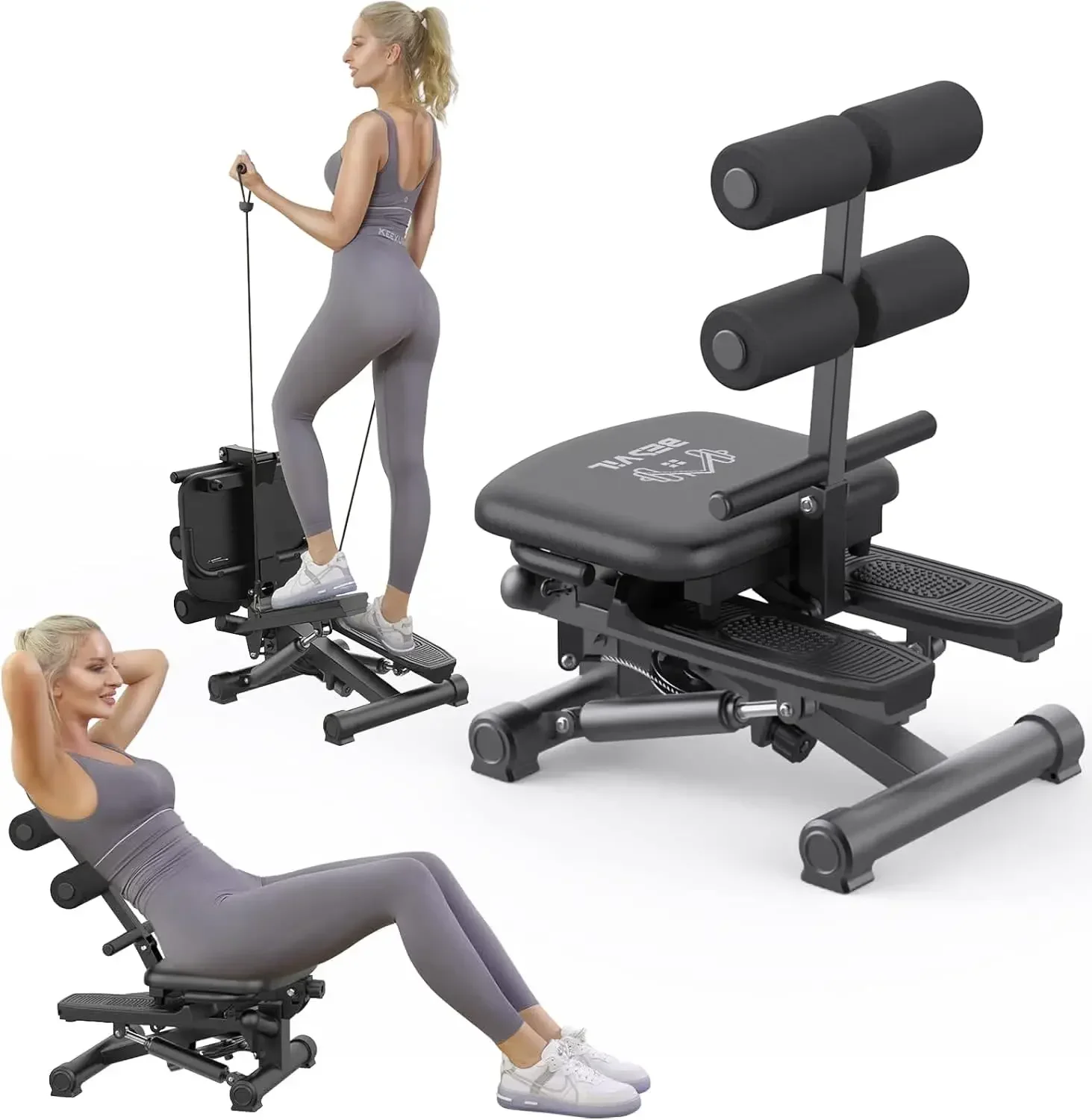 

A Stair Stepper for Exercise with Resistance Bands,AB Workout Machine for Home Gym