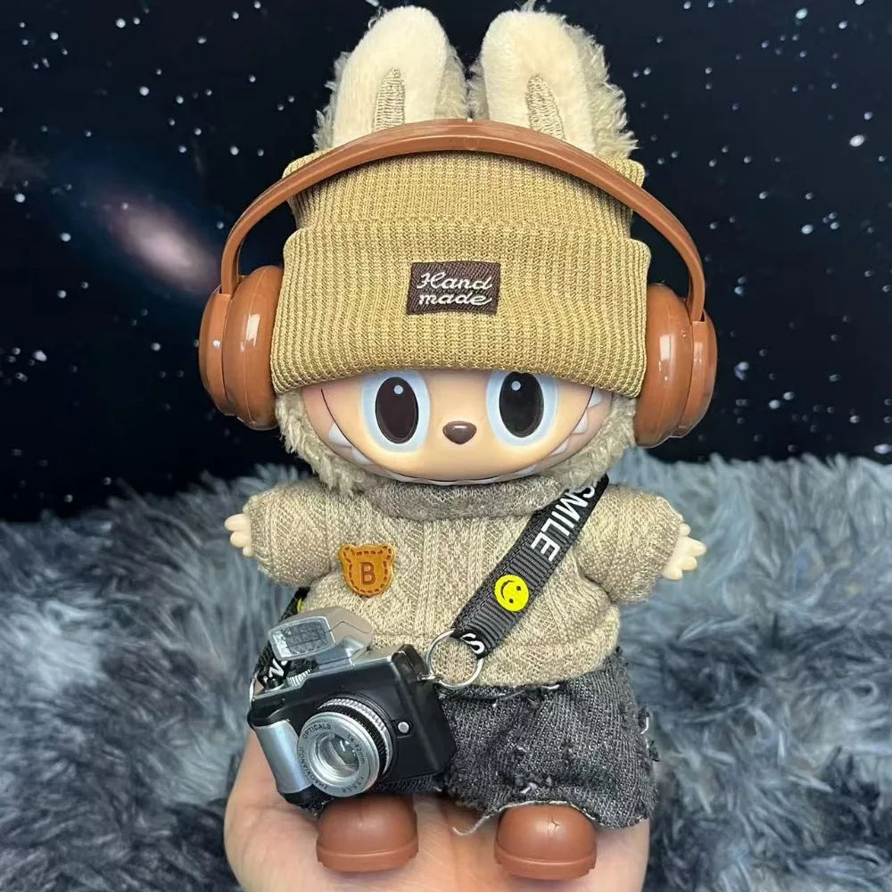 ل 15-17 سنتيمتر Labubu الملابس الزي Labubu يجلس حفلة الدب التسمية وشاح قبعة دمى اكسسوارات لطيف الديكور