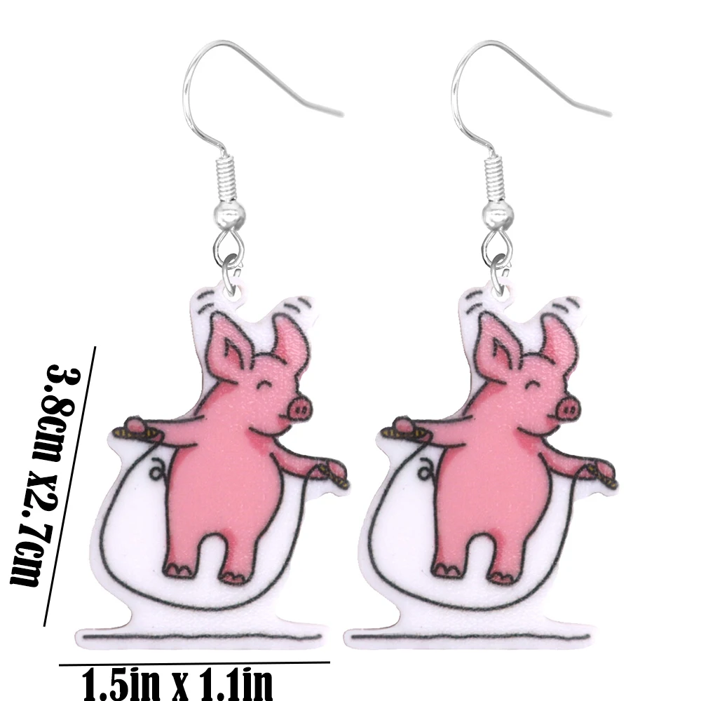 Cartoon animal earrings, acrylic cute and funny dinosaurs, ducks, cats, and dogs