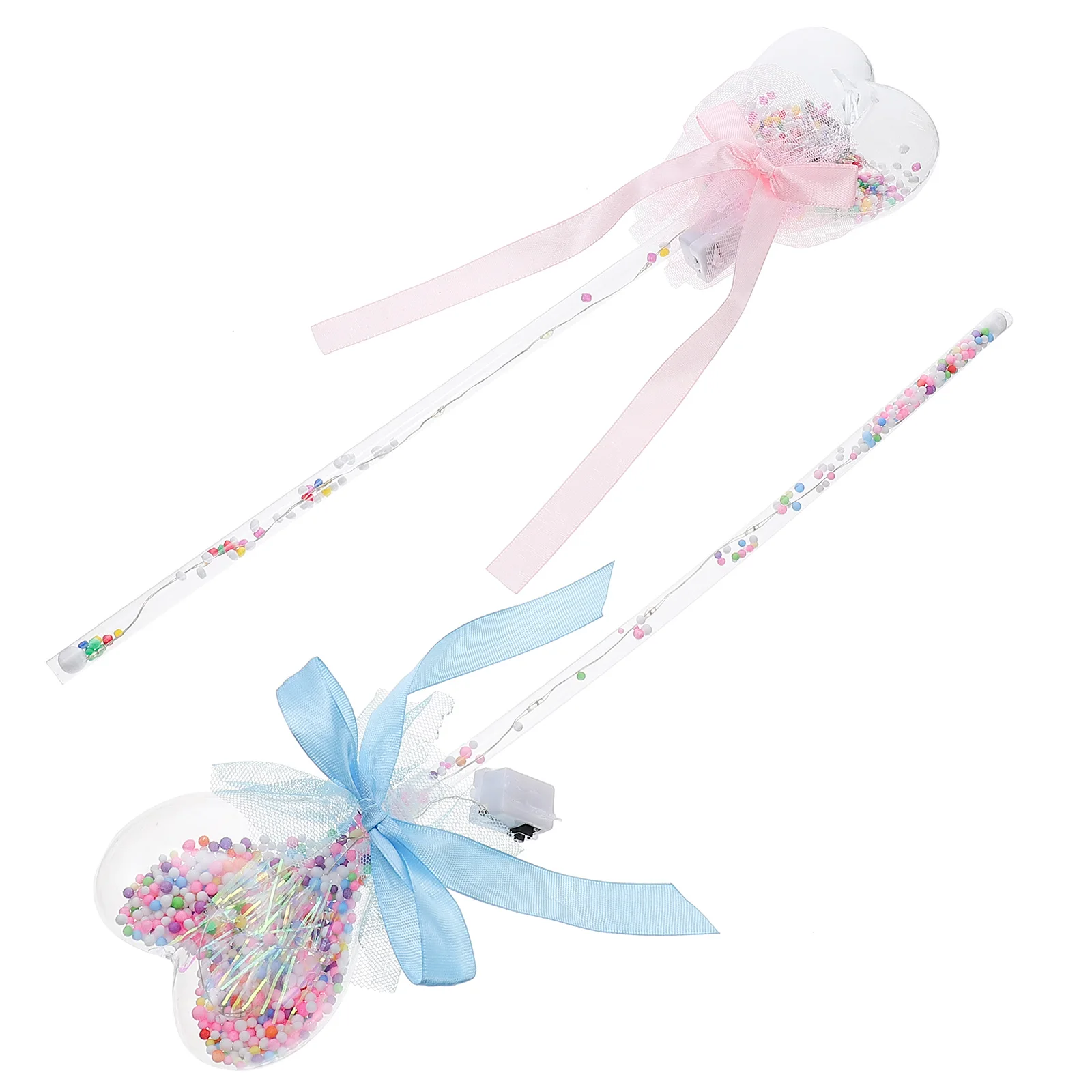 

4 Pcs Fairy Sticks Heart Shaped Plastic Decorative Ball Sticks for Children Party Glowing Luminous Fun Festival Atmosphere