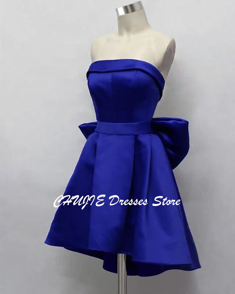 Elegante Vestido de Graduación de Satén con Diseño Asimétrico, Vestidos Mini para Fiesta de Graduación para Adolescentes con Lazo, Vestidos Mini de Noche para Quinceañera y 16 Años, Personalizados