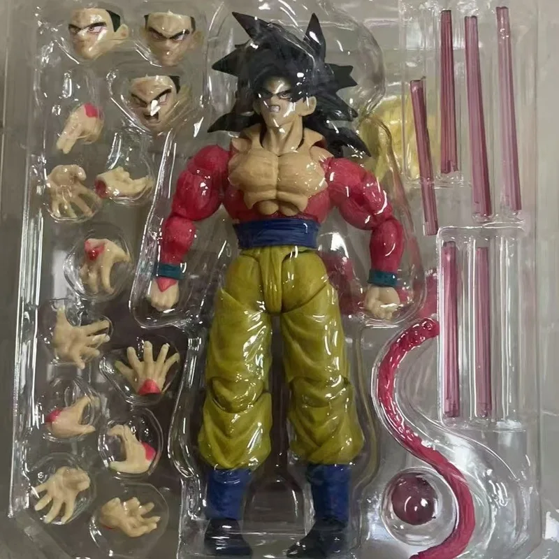 

Dragon Ball Goku Super Saiyan 4 Action Figure 16cm Movable Wild Power Time Ranger Anime Statue for Desktop Decoration Gift
