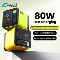 80W Fast Charging USB C Charger With Magnetic Retractable Cable Quick Charge Phone Charger Adapter For iphone 16 15 Samsung