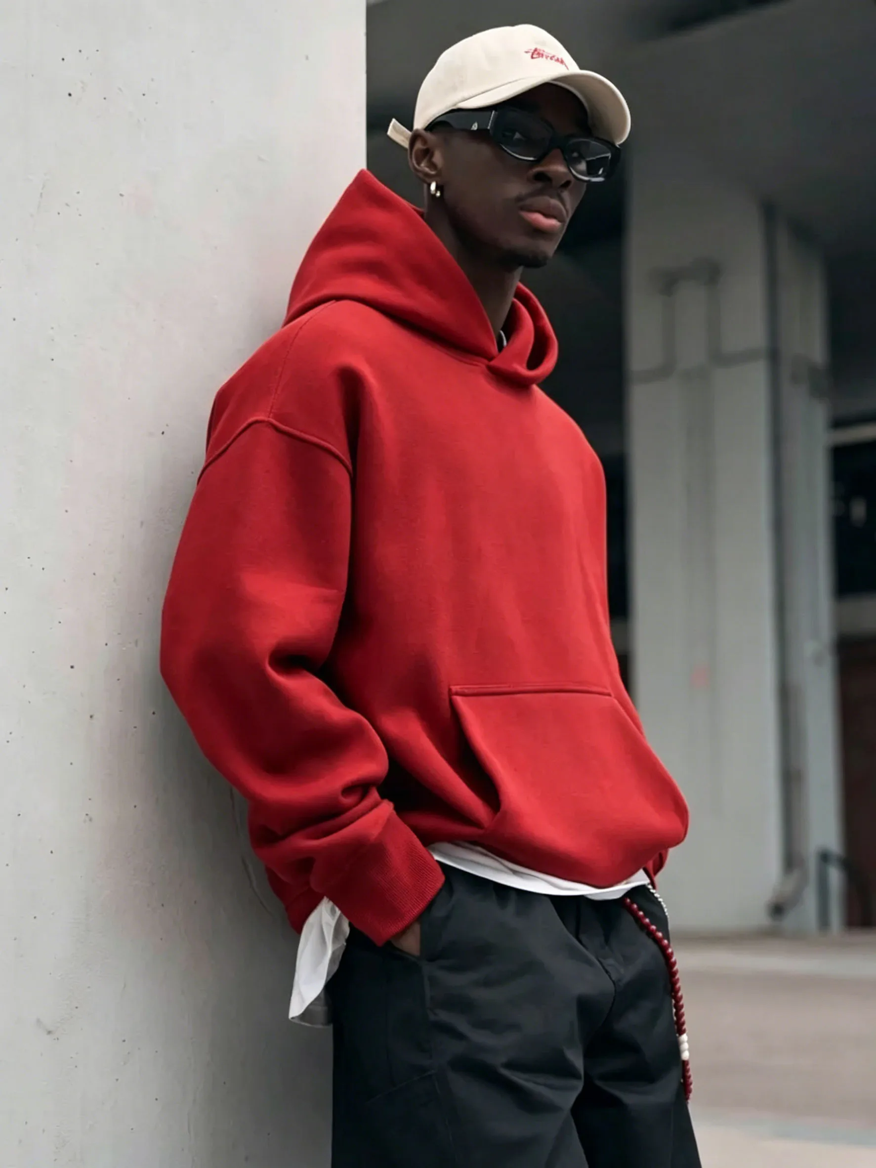 Sweat à capuche oversize uni pour homme, style streetwear, coupe ample, décontracté, hip-hop, avec poches, pour femme, tenue de sport quotidienne