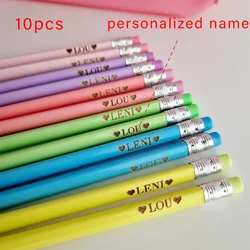 10pcs Personalised Pencils Laser Custom Engraved Pencils Birthday Gifts for Kids Back To School Decoration Stationery Supplies