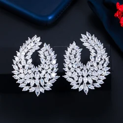 ThreeGraces Brilliant White Cubic Zirconia Silver Color Large Bridal Wedding Statement Earrings for Women Fashion Jewelry E1093