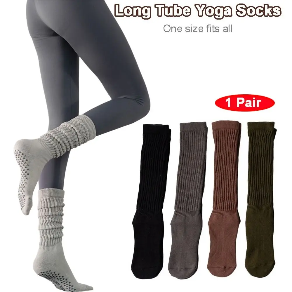 

1 Pair Gym Workout Anti Slip Silicone Long Tube Yoga Socks Breathable Stockings Dance Sports Socks Cotton Fitness Socks