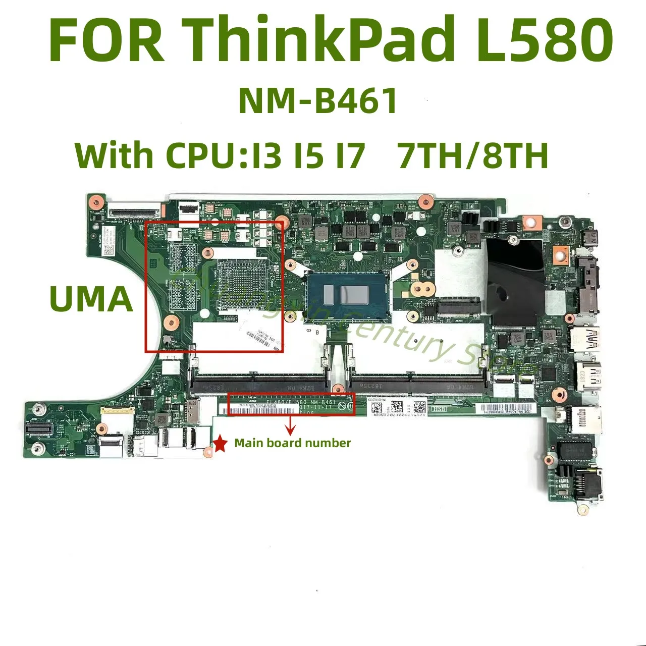 NM-B461 is suitable for ThinkPad EL480/EL580 laptop motherboard with I3 I5 I7-8TH CPU integrated 100% comprehensive testing