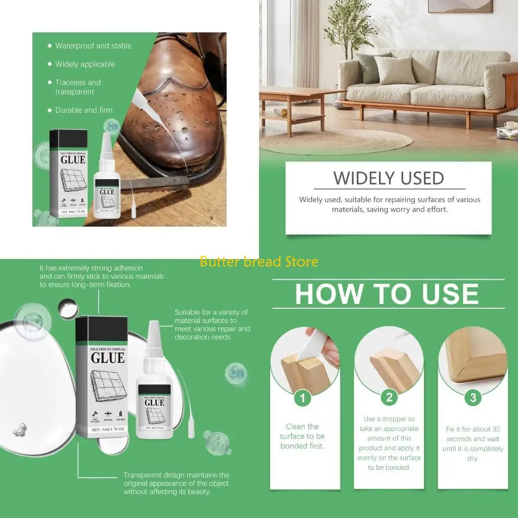 

W89C 1,76 унции Многофункциональные жидкие клеи для рукоделия Быстросохнущие клеи для быстрого ремонта ткани, кожи, дерева,