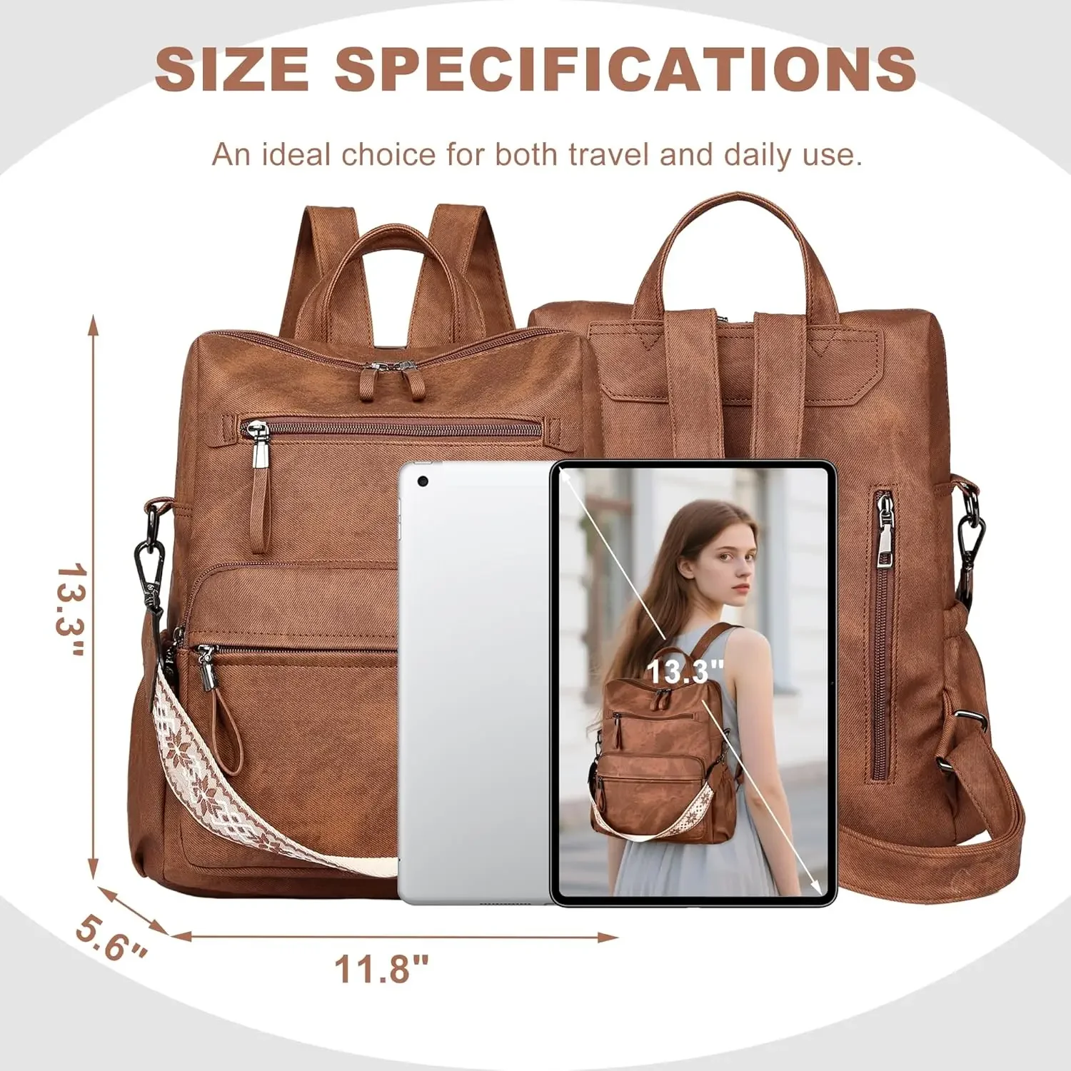 Obrázek 4: Batoh měšec pro ženy, pu kůže výtvarník cestovní batoh, móda práce dámy bedra brašna kabelka