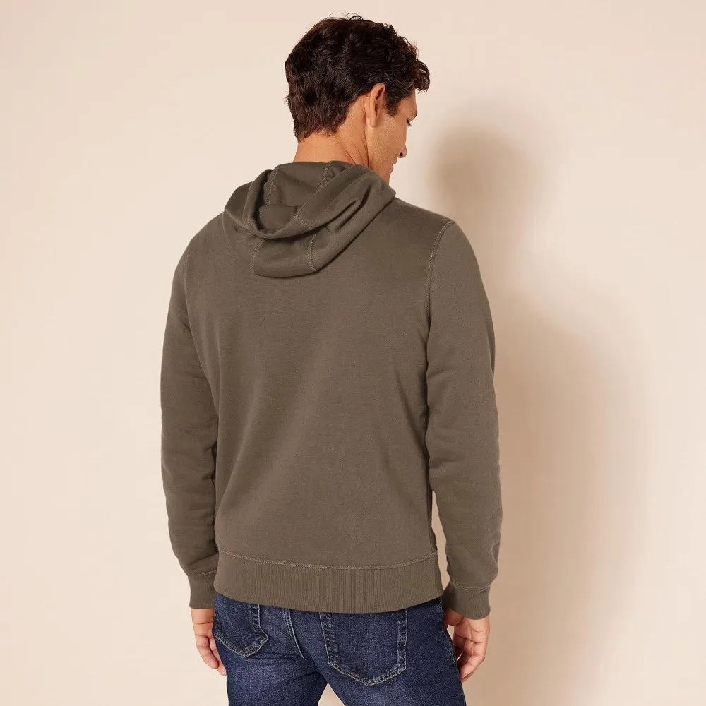 Sudadera con capucha marrón para hombre, informal, con cordón y bolsillo canguro
